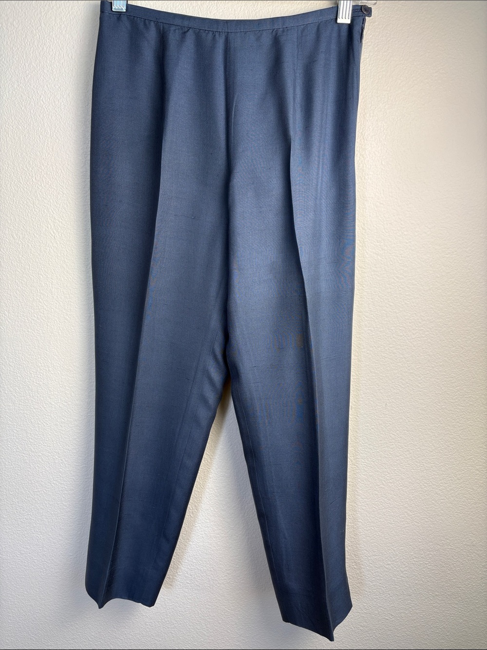 Vintage Ann Taylor Petites 100% Silk Slate Blue Ankle Slit Dress Slacks 2P